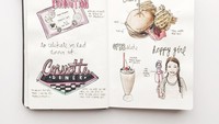 Sebagai seorang ilustrator, Char jago menggambar. Kesukaannya pada makanan, membuat ia memutuskan untuk mengabadikan makanan yang disantapnya dalam bentuk gambar di buku jurnalnya. Foto: Instagram @charvillena