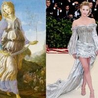 Lili Reinhart mengambil ide dari gaun bervolume lukisan Judith karya Botticelli. Foto: Ist.