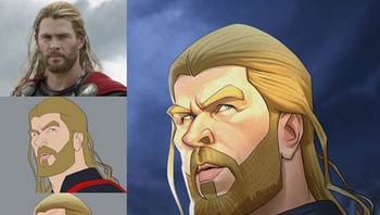 Ia menjuluki dirinya sebagai ahli karikatur dan menggambar wajah. Ini adalah gambar Thor. (Foto: Instagram)