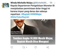 Dolar Rp 14.000, Muncul #Rupiah14000Wajar