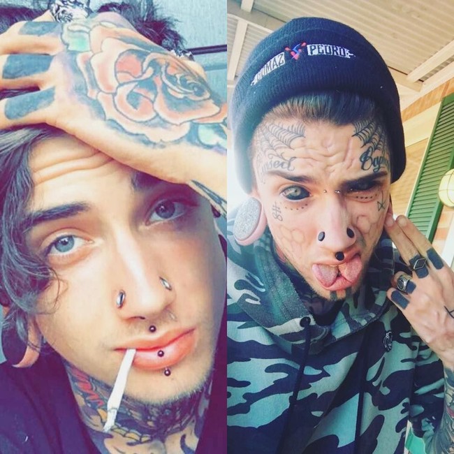 Ini penampilan Ethan Bramble sebelum dan setelah dimodifikasi. Foto: Instagram/@ethanmodboybramble