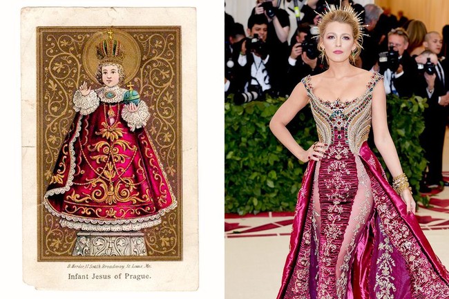 Gaun megah Blake Lively terinspirasi dari gambar Yesus kecil dari Praha. Foto: Ist.