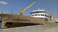 Kapal Tol Laut KM. Camara Nusantara 3 sandar di Dermaga 107 Pelabuhan Tanjung Priok pada pelayaran perdana dari Kupang NTT ke DKI Jakarta. KM. Camara Nusantara membaqa 500 ekor sapi. Dok. PT Pelni.
