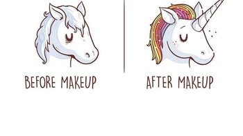 Awalnya sih mukanya pucat, tapi begitu pakai makeup langsung warna-warni. Foto: Instagram @naolito