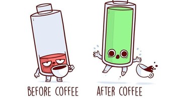 Baterai aja begitu dikasih kopi langsung recharge, apalagi manusia. Foto: Instagram @naolito