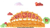 Kreatif! Mahkota ini terbuat dari butiran nasi jollof yang menjadi ikon kuliner di Nigeria. Foto: Instagram @muslimahanie