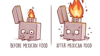 Makan makanan pedes itu emang suka kebakar rasanya. Foto: Instagram @naolito