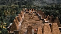 Di beberapa rumah induk Kampung Adat Gurusina terdapat hiasan di atas atapnya. Gunung Inerie di belakang kampung, cantik! (gunungindonesia/Instagram)