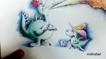 Semburan api naga membakar kertas. (Foto: Mokhallad Habib)