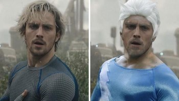 Quicksilver, di cerita komik ia berambut putih dengan baju biru muda. (Foto: Boredpanda)