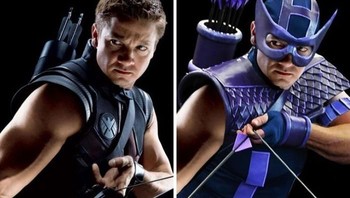 Hawkeye, jika di komik ia memiliki kostum bertopeng dengan warna biru muda. (Foto: Boredpanda)
