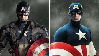 Captain America, keduanya tampak tidak terlalu jauh berbeda, baik di film ataupun komik. (Foto: Boredpanda)