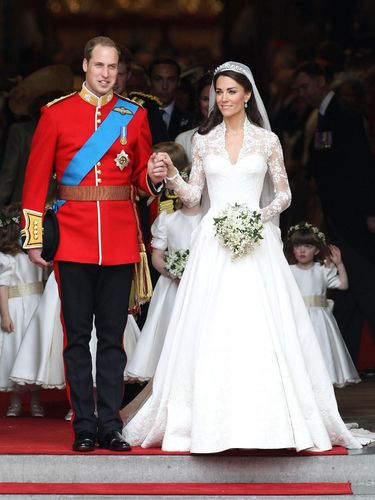 LONDON, ENGLAND - APRIL 29:  TRH Prince William, Duke of Cambridge and Catherine, Duchess of Cambridge smile following their marriage at Westminster Abbey on April 29, 2011 in London, England. The marriage of the second in line to the British throne was led by the Archbishop of Canterbury and was attended by 1900 guests, including foreign Royal family members and heads of state. Thousands of well-wishers from around the world have also flocked to London to witness the spectacle and pageantry of the Royal Wedding.  (Photo by Chris Jackson/Getty Images)