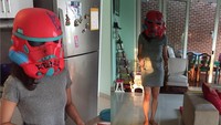 Ada-ada saja nih postingan Giring tentang Cynthia yang menghilang. Rupanya sang istri membuatkan sarapan sambil pakai topeng. Foto: Instagram giring