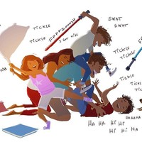 Bahagia itu sederhana, saling bercanda bersama pasangan dan anak-anak. (Foto: @pascalcampionart)
