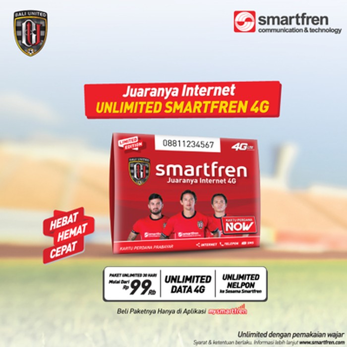Modal Rp 5 Ribu Bisa Internetan Full 4G dengan Smartfren Bali United