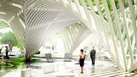 Gedung ini juga akan menggabungkan konsep menampung air hujan, rumah kaca, dan sistem aquaponik. Istimewa/Inhabitat.