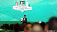 Dalam workshop ini, Jokowi menyampaikan pidatonya.