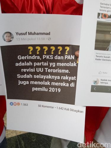 Barang bukti screenshot status yang dilaporkan Gerindra