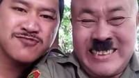 Aksi Gogon bersama putranya, Nova saat berada di lokasi syuting. (Dok. Instagram/srimulat_gogon)