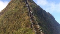 Tangga ini bernama Haiku Stairs atau Tangga Haiku. Tangga ini dibangun di tahun 1942 oleh pasukan Angkatan Laut AS, Haiku Stairs difungsikan sebagai jalan untuk menuju Kantor Radio Haiku. (haiku_stairs/Instagram)