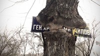 Pohon ini seolah melahap papan nama jalan yang berada di bawahnya. dok. eyebombing