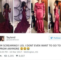 Kasihan, remaja ini bahkan sampai malas datang prom karena dress yang tak sesuai pesanan. Foto: Twitter