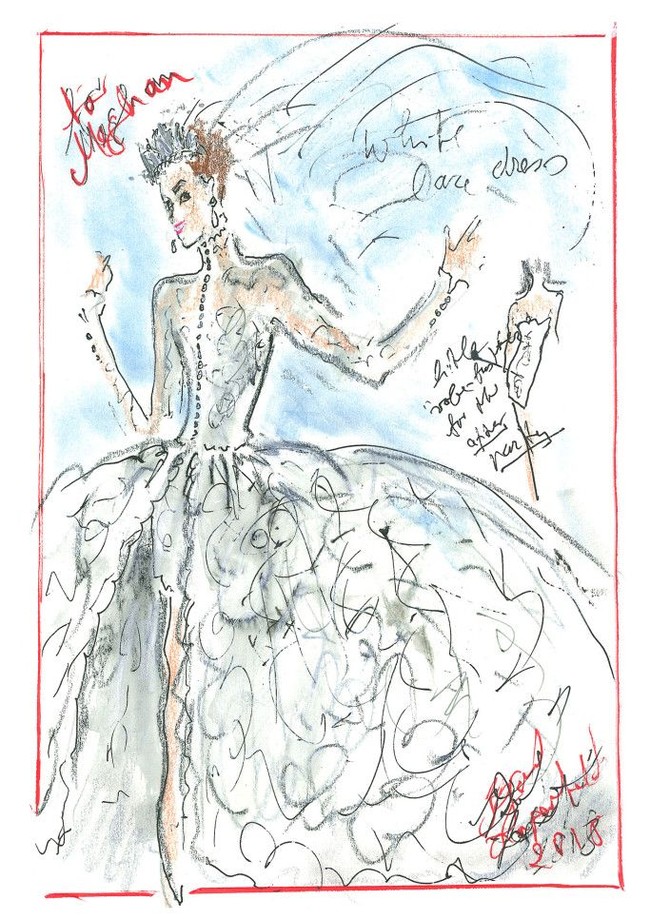 Meghan Markle sebagai pengantin yang edgy diimajinasikan oleh Karl Lagerfeld, creative director Chanel. Foto: Dok. WWD