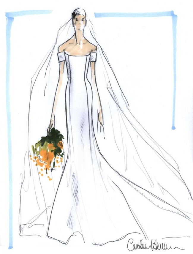 Carolina Herrera memberi sentuhan minimalis yang manis untuk si pengantin modern. Foto: Dok. WWD