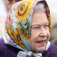 Scarf yang ia kenakan kala itu bermotif bunga matahari dengan dasar warna biru yang cerah. Scarf tersebut dipadukan dengan coat berwarna ungu dan bermotif kotak. Foto: Getty Images