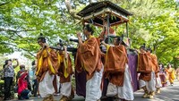 Terdapat dua peran utama dalam proses ritual ini, yakni Saio-Dai dan Imperial Messenger sebagai pemimpin festival. Dibelakangnya diikuti oleh arak-arakan 2 gerobak yang ditarik 4 ekor sapi, 36 pasukan berkuda, dan sekitar 500 orang dalam kostum periode Heian dihiasi daun aoi. Carl Court/Getty Images.