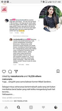 Kata Sandra Dewi tentang Bumil yang Disebut Gemuk Seperti 