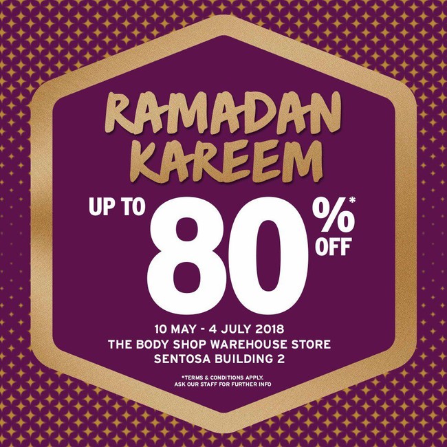 Saat bulan puasa kulit sering jadi kering karena kekurangan air. Untuk mengatasinya sekaligus merawat kulit agar flawless di hari Lebaran, Anda bisa melirik produk pilihan diskon dari The Body Shop. Sejumlah opsi facial wash didiskon 20%. Adapun gelaran sale hingga 80% di The Body Shop Warehouse Store di Gedung Sentosa 2, Bintaro. Foto: Twitter