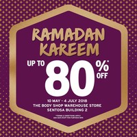 Saat bulan puasa kulit sering jadi kering karena kekurangan air. Untuk mengatasinya sekaligus merawat kulit agar flawless di hari Lebaran, Anda bisa melirik produk pilihan diskon dari The Body Shop. Sejumlah opsi facial wash didiskon 20%. Adapun gelaran sale hingga 80% di The Body Shop Warehouse Store di Gedung Sentosa 2, Bintaro. Foto: Twitter