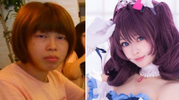 Tak diketahui nama aslinya, namun lewat akun twitter pribadinya @meiji1111111 seorang wanita berprofesi sebagai cosplayer asal Jepang tanpa malu-malu membagikan potret dirinya sebelum dan setelah operasi plastik pada wajahnya. (Foto: Twitter/meiji1111111)