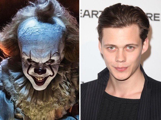 Penonton film It tentu sudah tidak asing lagi dengan sosok badut menyeramkan ini. Siapa sangka sosok di baliknya adalah seorang aktor tampan yang baru berusia 27 tahun, Bill Skarsgård. Makeup tebal berwarna putih membuat sosok Bill jadi tak dikenali. Foto: Getty Images, Istimewa
