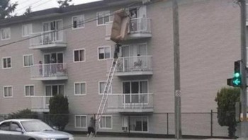 Detik-detik sebelum sofa terjatuh dari atas. (Foto: goodfullness)