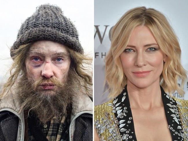 Cate Blanchett menjadi sosok yang sangat berbeda dalam sejumlah karakter yang diperankannya di film Manifesto. Makeup membuatnya benar-benar mirip gelandangan seperti di foto ini. Foto: Getty Images, Istimewa