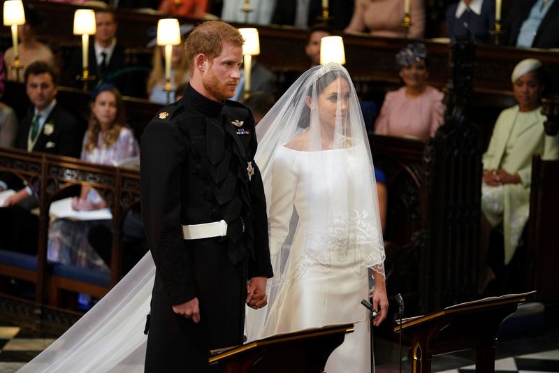 US actress Meghan Markle arrives for the wedding ceremony to marry Britain's Prince Harry, Duke of Sussex, at St George's Chapel, Windsor Castle, in Windsor, Britain, May 19, 2018. Ben STANSALL/Pool via REUTERS