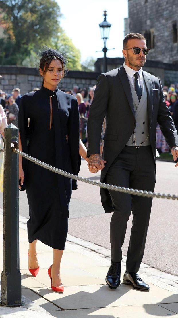 David dan Victoria Beckham saat menghadiri pernikahan Meghan Markle dan Pangeran Harry pada Mei lalu.