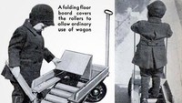 Gerobak treadmill dirancang oleh seorang pria di Pennsylvania untuk menjadi mainan serbaguna atau alat olahraga untuk seluruh keluarga. Awalnya treadmill digunakan untuk menggerakan grobak agar tidak lagi harus didorong manual, namun ternyata inovasi tersebut tidak efektif untuk mengangkut barang-barang berat. Inovasi ini ada di tahun 1939. Istimewa/Cracked.