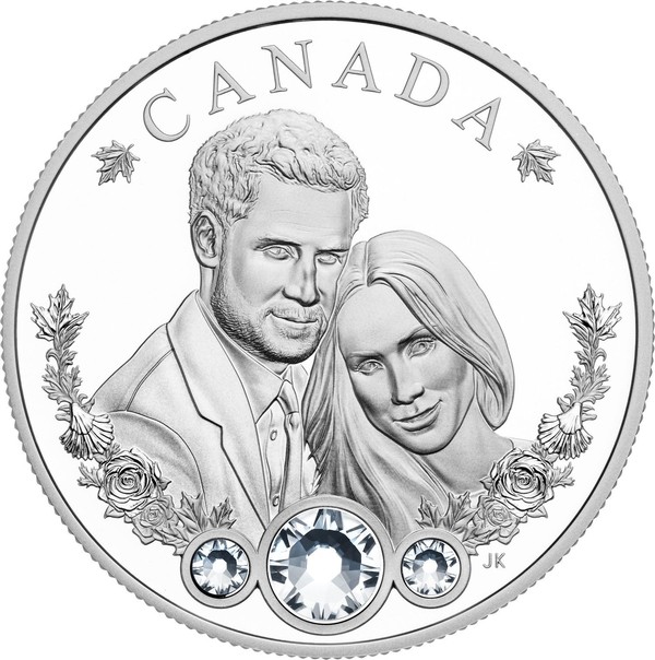 Memeriahkan royal wedding, Royal Canadian Mint pun merilis suvenir koin perak, dengan diameter 38 mm dan beratnya 31,39 gram (Royal Canadian Mint) Memeriahkan royal wedding, Royal Canadian Mint pun merilis suvenir koin perak, dengan diameter 38 mm dan beratnya 31,39 gram (Royal Canadian Mint)