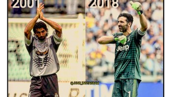 Tahun 2001 pertama kali Buffon merumput bersama Juventus dan tahun ini jadi yang terakhir. Foto: istimewa