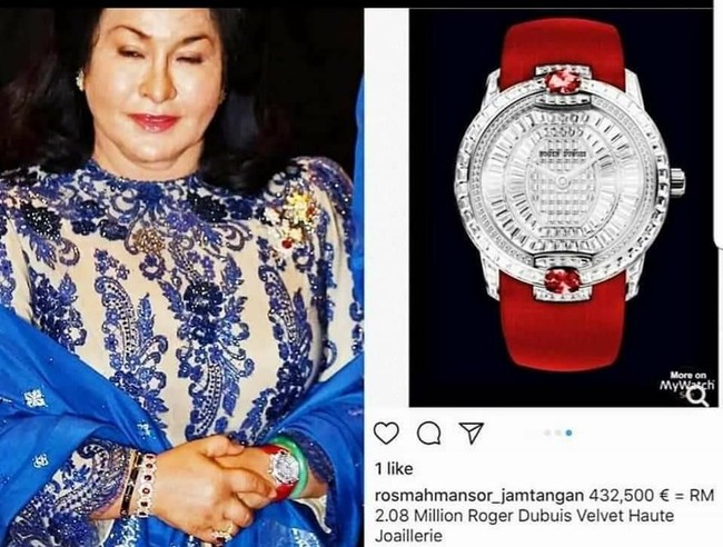 Jam tangan mewah berikutnya milik Rosmah Mansor hadir dari brand Roger Dubuis. Rosmah memiliki jam tangan Roger Dubuis seri Haute Joaillerie yang untuk membelinya harus membuat janji terlebih dahulu dengan pihak brand tersebut. Jam tangan ini seluruh bagian casingnya dihiasi berlian. Sehingga tak heran jika harganya mencapai 2,08 juta Ringgit Malaysia atau sekitar Rp 7,2 miliar. Foto: dok. Bernama, Istimewa