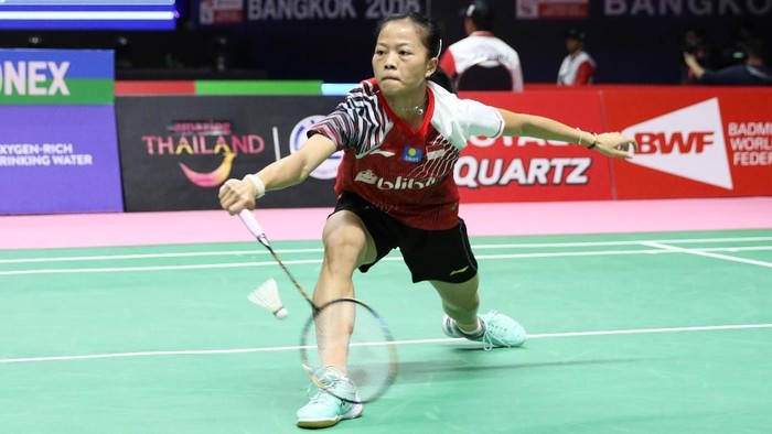 Tunggal putri Fitriani di partai pertama lawan Malaysia di Piala Uber 2018, Senin (21/5/2018).