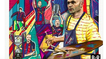 Di sini Iniesta digambarkan sebagai seniman besar sepakbola. Foto: istimewa