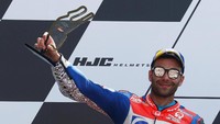 Danilo Petrucci meraih podium pertamanya di MotoGP 2018. Dia finis di urutan kedua. Italiano itu membukukan podium keenam dalam kariernya di MotoGP. (Foto: Gonzalo Fuentes/Reuters)