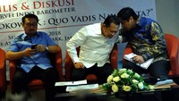 Indo Barometer merilis tingkat pengetahuan dan kepuasan publik terhadap program prioritas Joko Widodo (Jokowi) atau Nawacita. Hasilnya, mayoritas publik belum mengetahui program Nawacita Jokowi. Pool/Indo Barometer.
