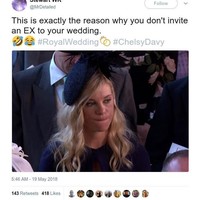 Chelsea Davy, mantan Pangeran Harry juga jadi sorotan. Ekspresinya menjadi alasan untuk tidak mengundang mantan ke pernikahanmu. Foto: Dok. Twitter