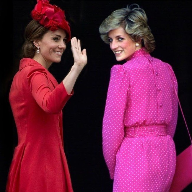 Sama-sama berpose membelakangi kamera, Putri Diana dan Kate Middleton memiliki pesonanya masing-masing yang membuat banyak fans mereka jatuh hati. Foto: Instagram loyal__royals